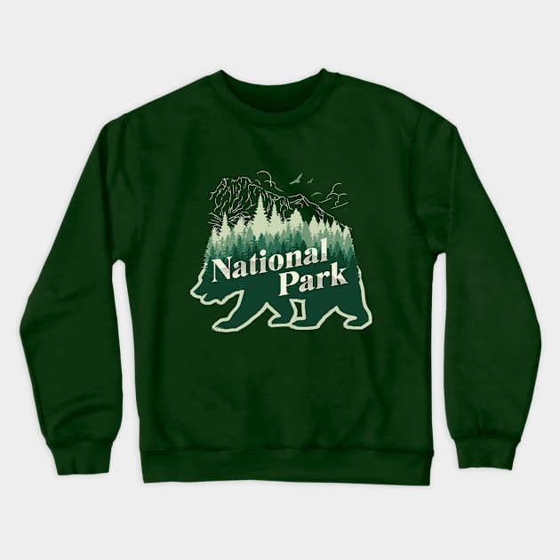 Phrase national park with bear and mountains Crewneck Sweatshirt by KOTYA